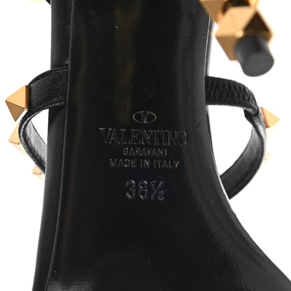 Valentino Garavani Goatskin Rockstud Sculpted Heel Ankle Strap 100mm Pumps 38.5 Black 6 of 7