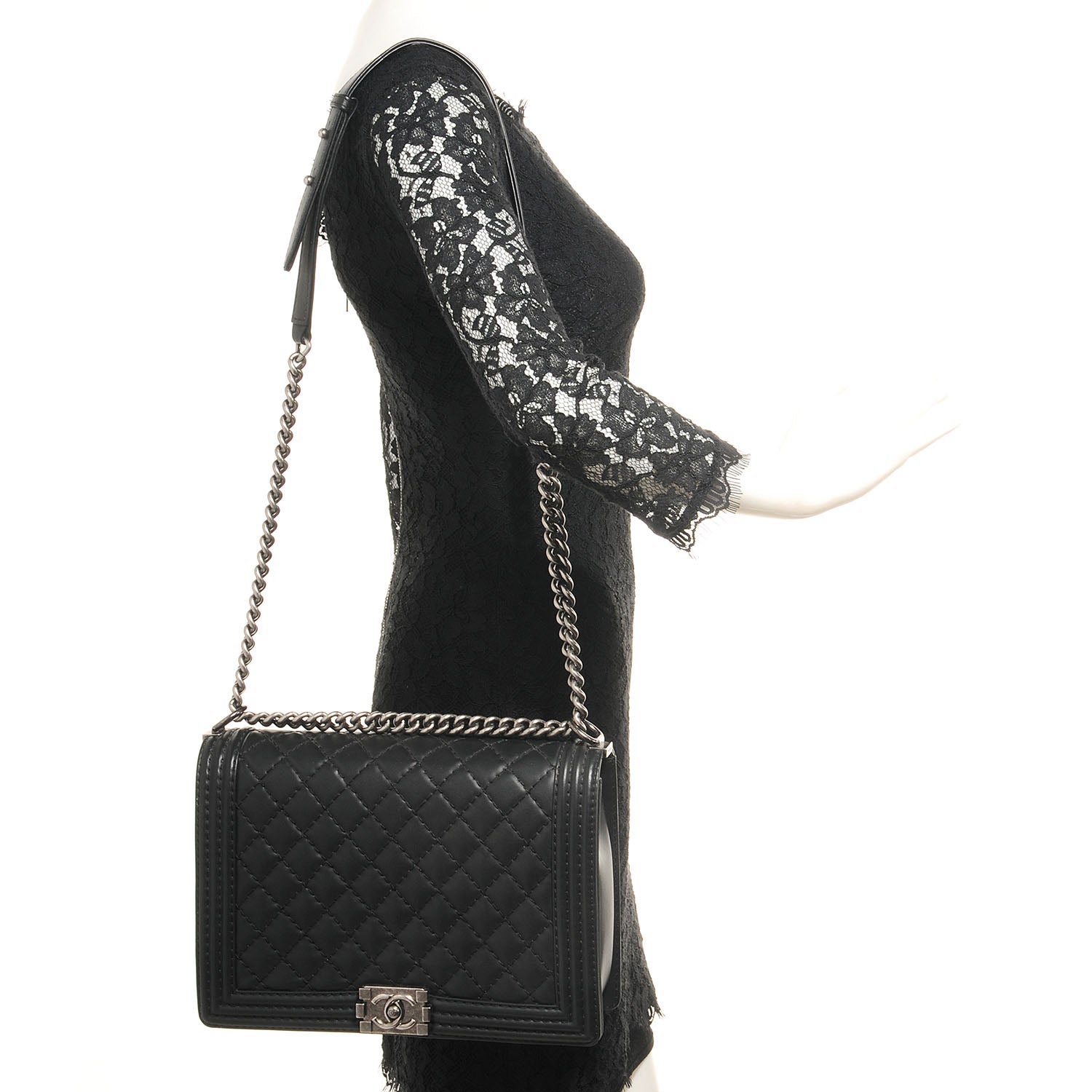 Chanel Calfskin Quilted Large Boy Flap Black 2 of 8