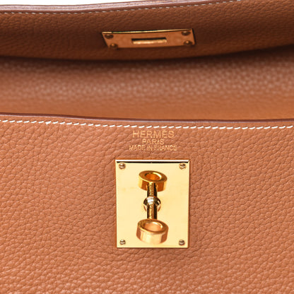 Hermes Taurillon Clemence Shoulder Kelly 40 Gold 11 of 12