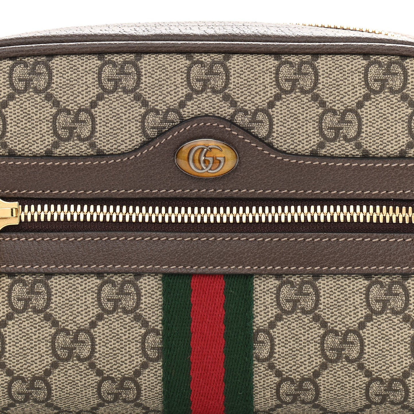 GG Supreme Monogram Web Small Ophidia Belt Bag 75 30 Dark Brown
