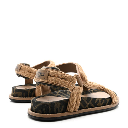 Fendi Braided Fabric Jacquard FF Fendi Feel 25mm Sandals 38.5 Sughero Black Tabacco 4 of 8