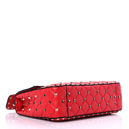 Valentino Garavani Lambskin Medium Rockstud Spike Shoulder Bag Red 4 of 10