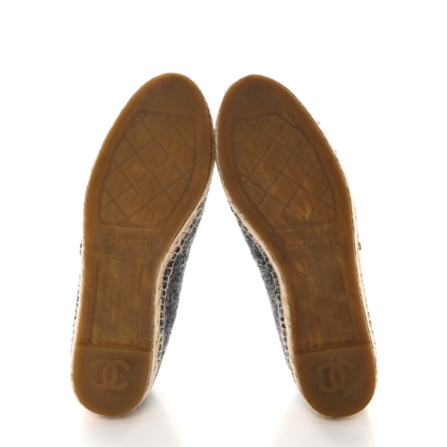 Chanel Wool Velvet CC Espadrilles 37 Grey Black 5 of 15