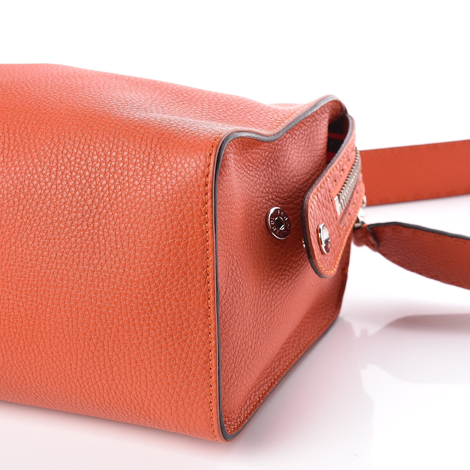 Fendi Calfskin Romano Selleria Lei Boston Tote Dark Orange 11 of 11