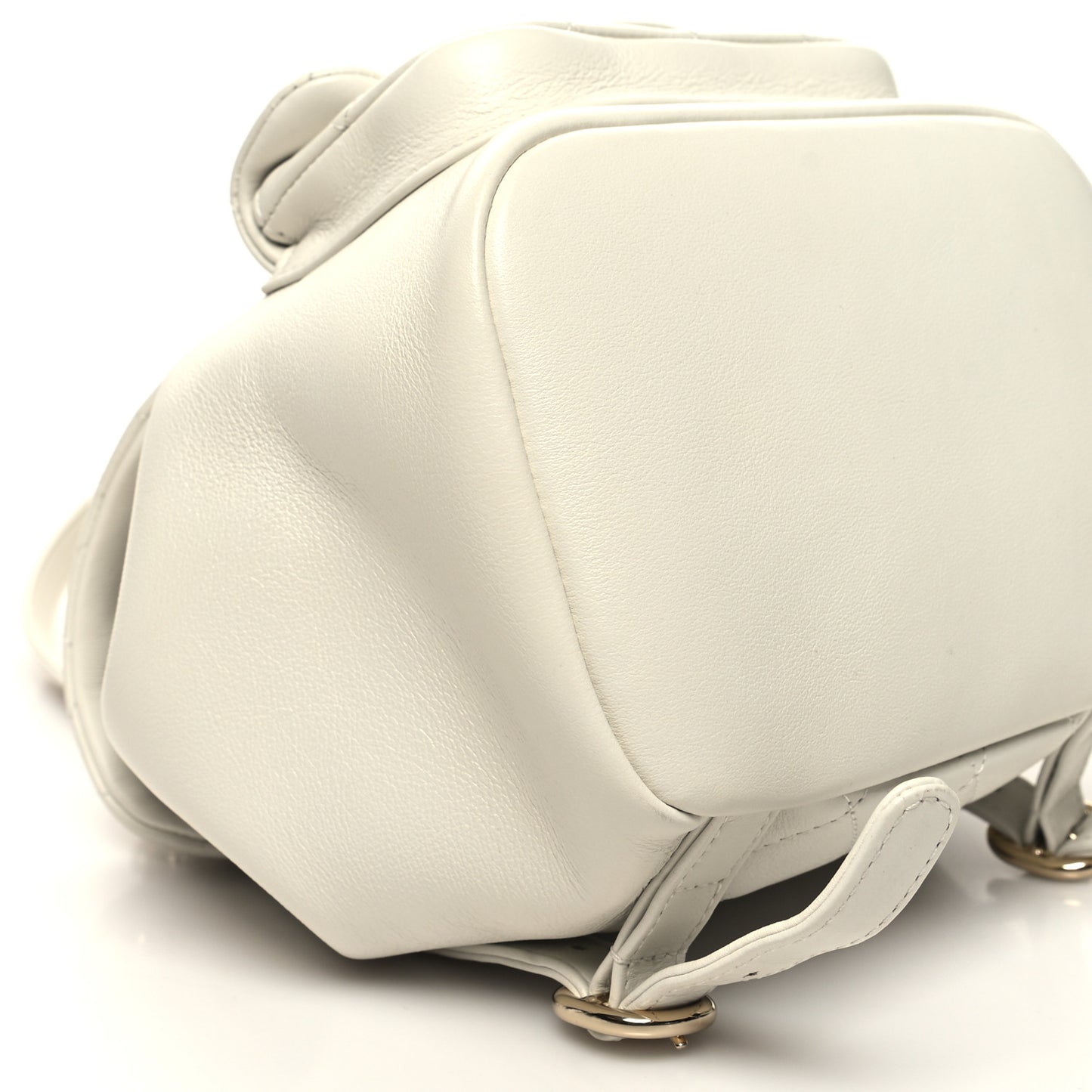 Lambskin Quilted Small Duma Drawstring Backpack White