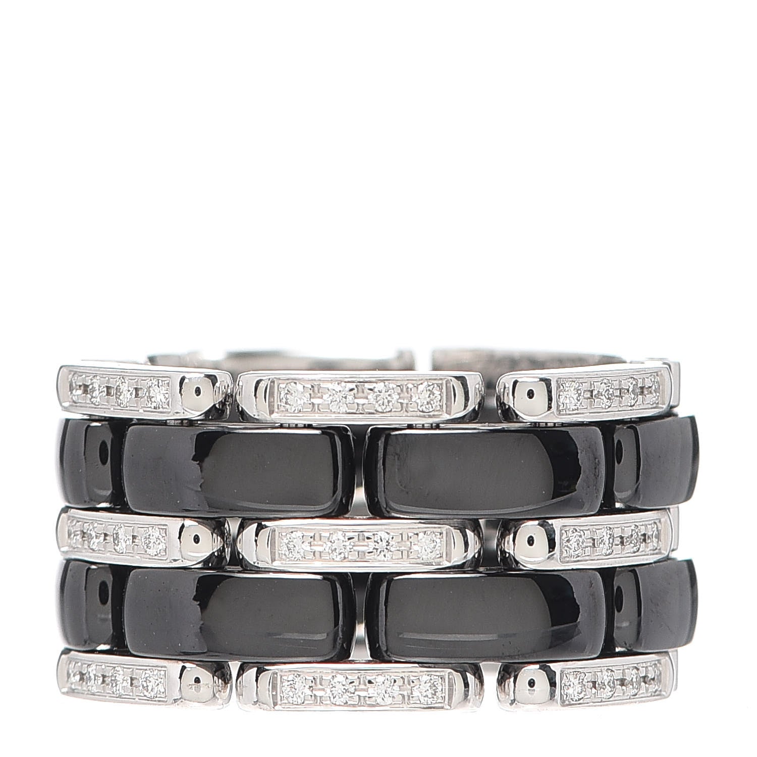 Chanel 18K White Gold Ceramic Diamond Large Ultra Ring Black 54 6.75 1 of 5