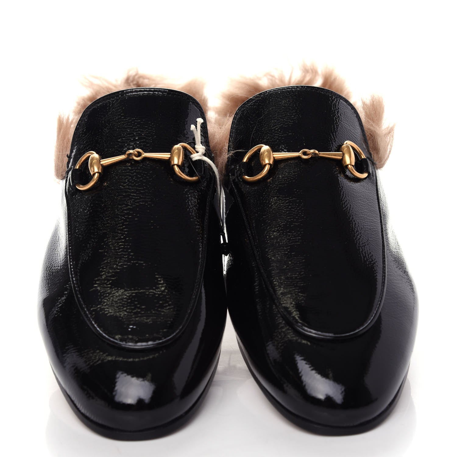 Gucci Patent Fur Womens Princetown Slippers 39 Black 5 of 9