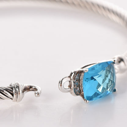 David Yurman Sterling Silver Diamond Blue Topaz 3mm Petite Wheaton Bracelet 3 of 4