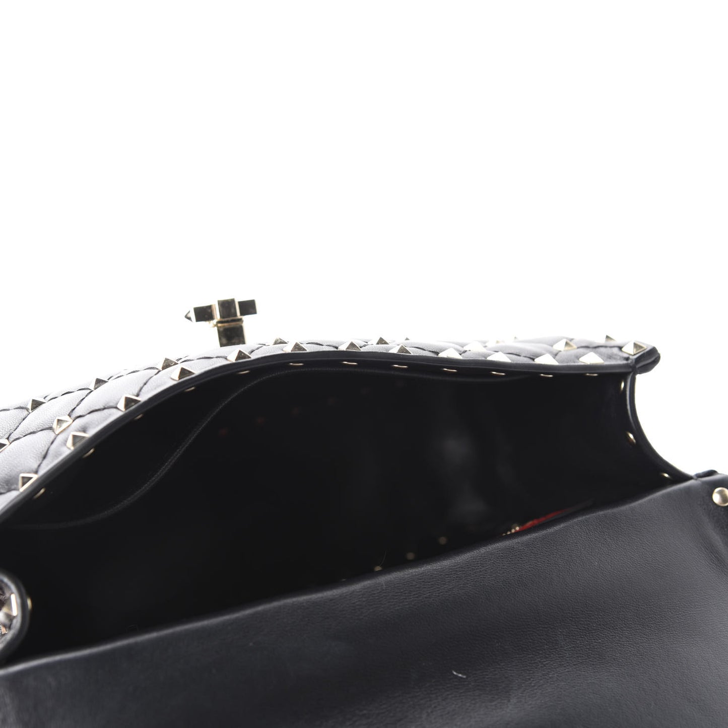 Lambskin Medium Rockstud Spike Shoulder Bag Black