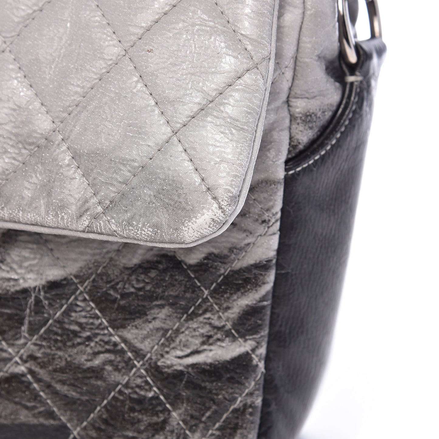 Vinyl Quilted Jumbo Melrose Degrade Flap Black
