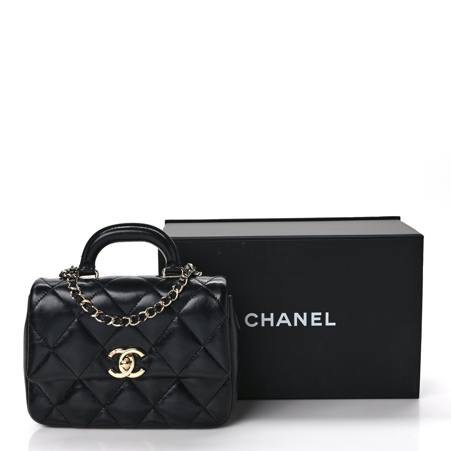 Chanel Shiny Lambskin Quilted Mini Coco Trip Flap Bag Black 12 of 12