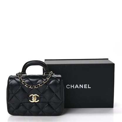 Chanel Shiny Lambskin Quilted Mini Coco Trip Flap Bag Black 12 of 12