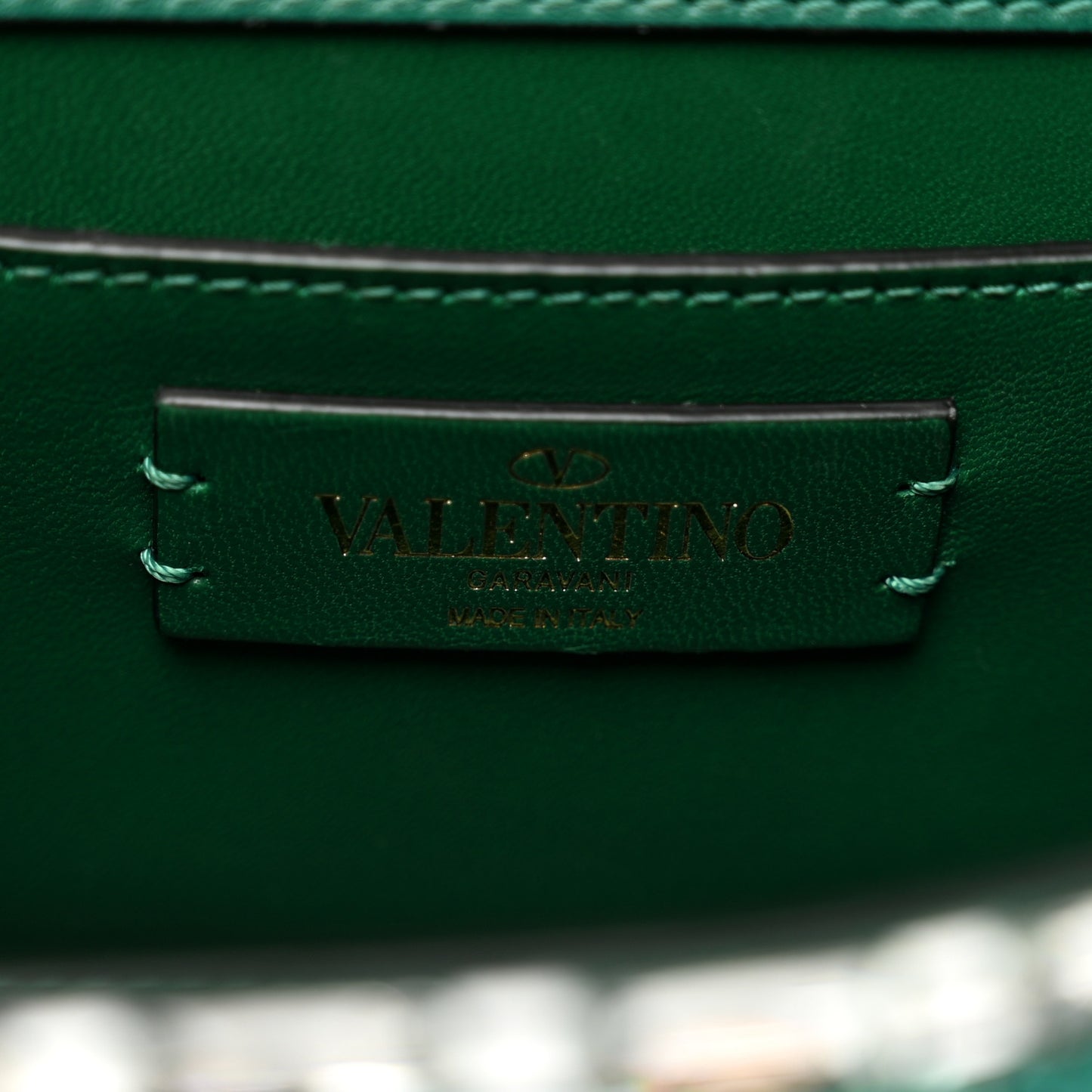 Crystal Embroidered Mini Vsling Top Handle Bag Emerald Jungle