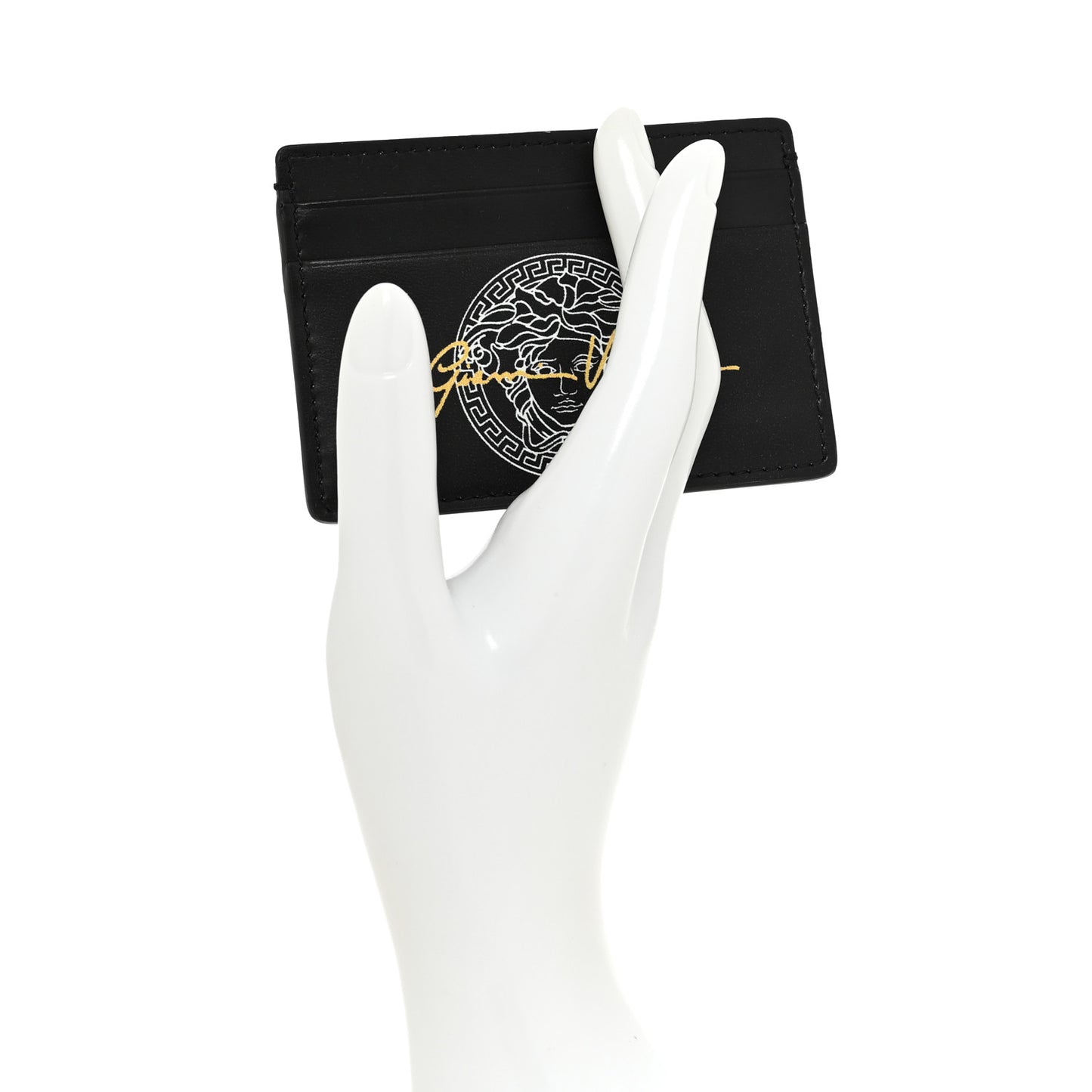 Calfskin Logo Card Holder Black