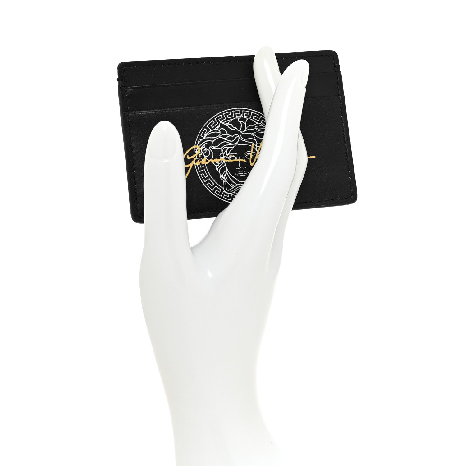 Versace Calfskin Logo Card Holder Black 2 of 6