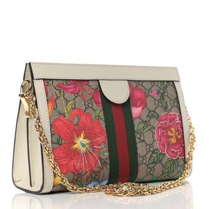 Gucci GG Supreme Monogram Flora Web Small Ophidia Chain Shoulder Bag White 2 of 10