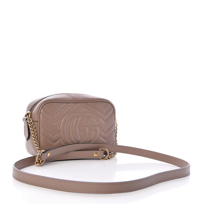 Gucci Calfskin Matelasse Mini GG Marmont Chain Shoulder Bag Nude 3 of 11