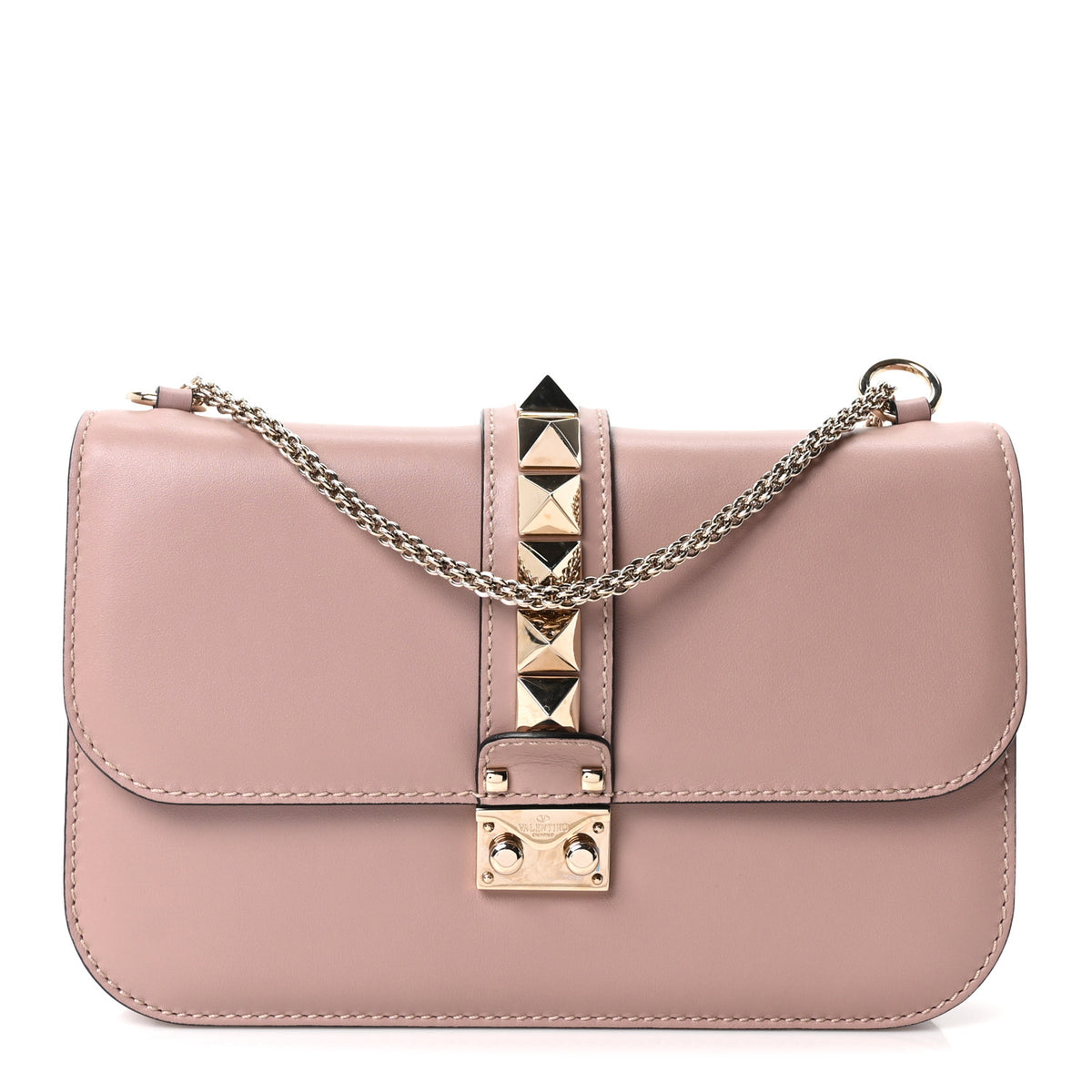 Vitello Medium Glam Lock Rockstud Flap Poudre