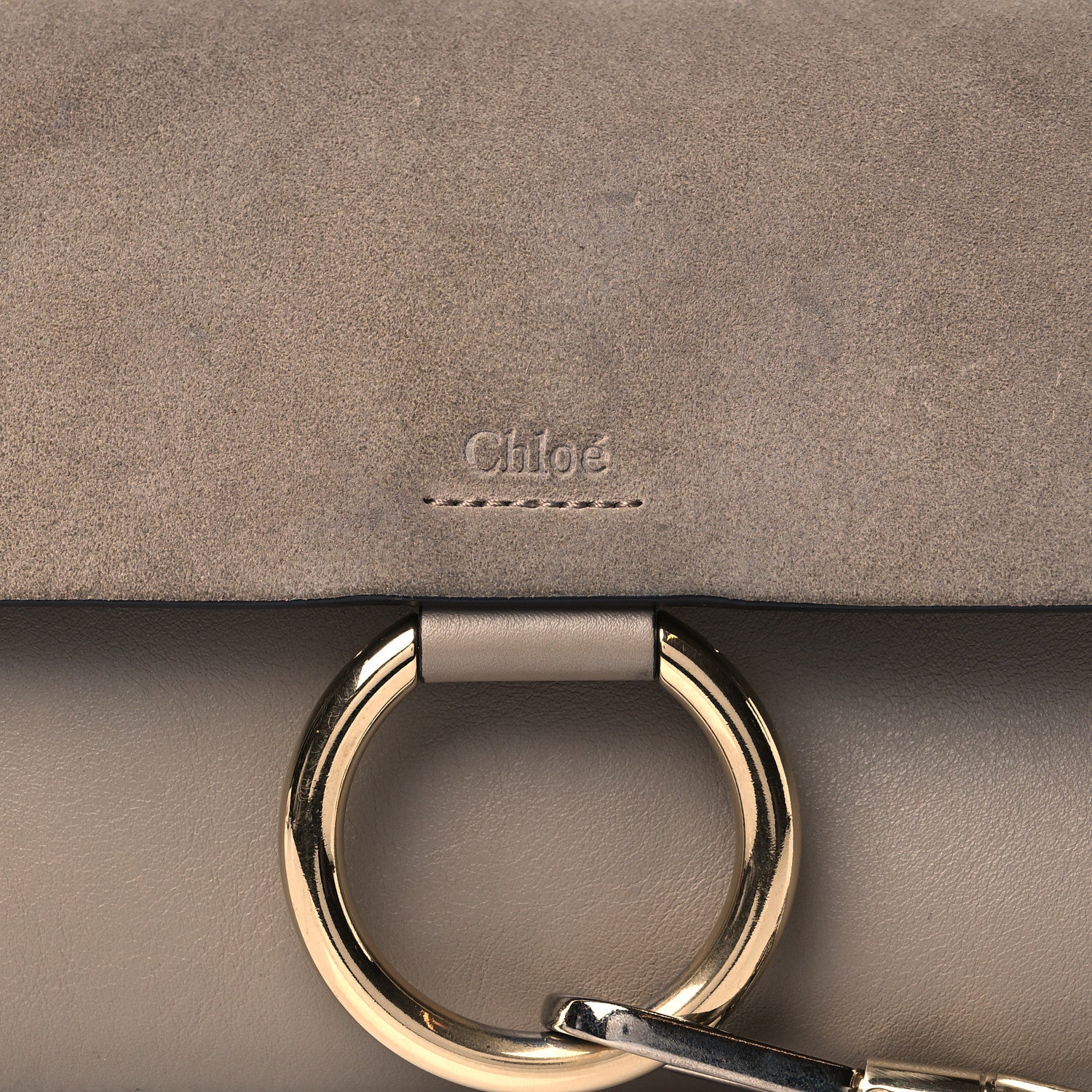 Chloe Suede Calfskin Small Faye Shoulder Bag Motty Grey 8 of 10