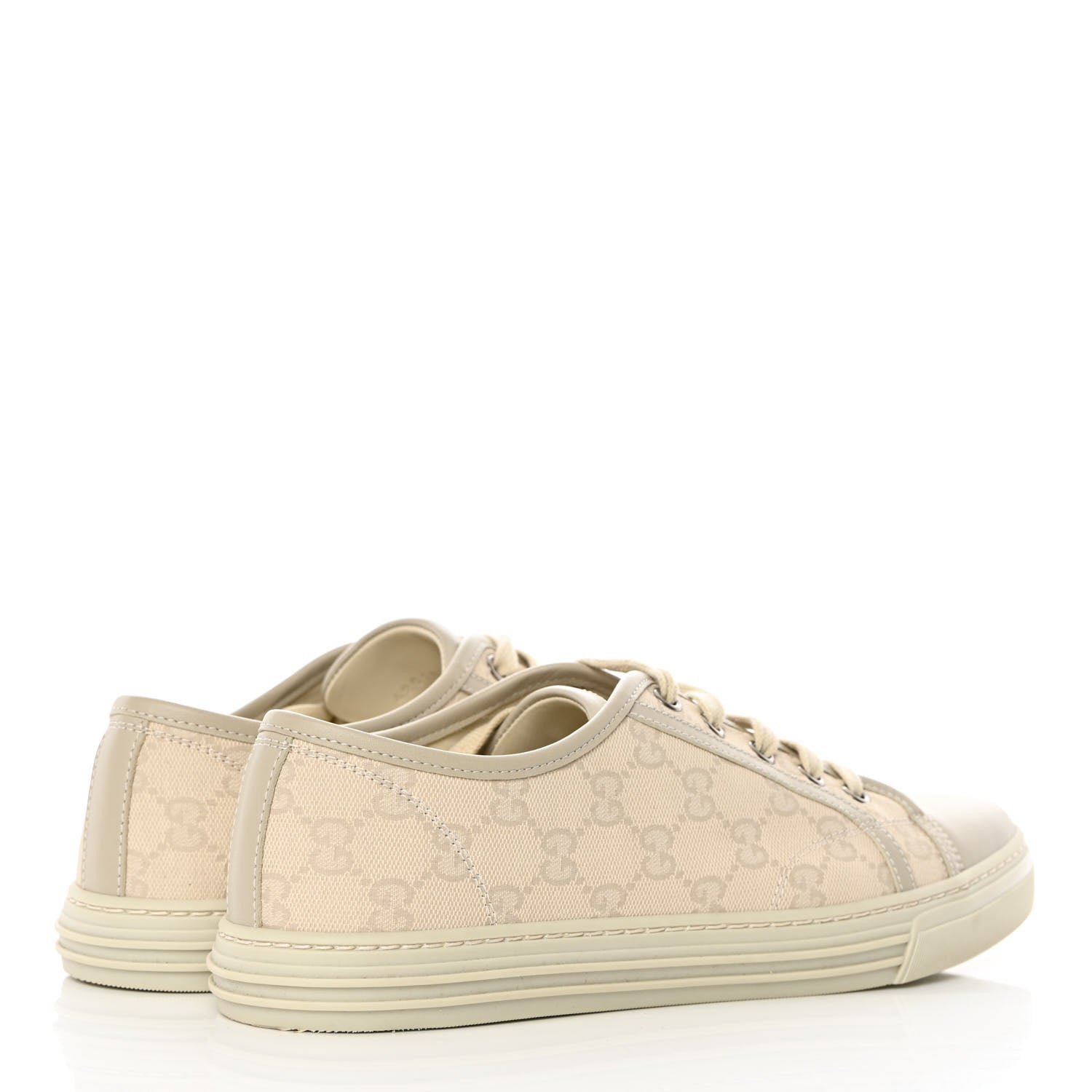 Gucci Washed Cotton GG Monogram Calfskin Womens Low Top Sneakers 40 White Mystic White Great White 8 of 18