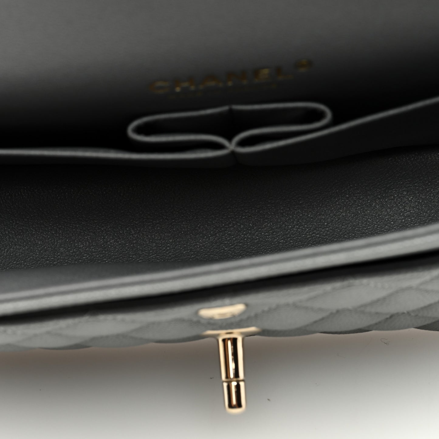 Caviar Quilted Small Double Flap Grey