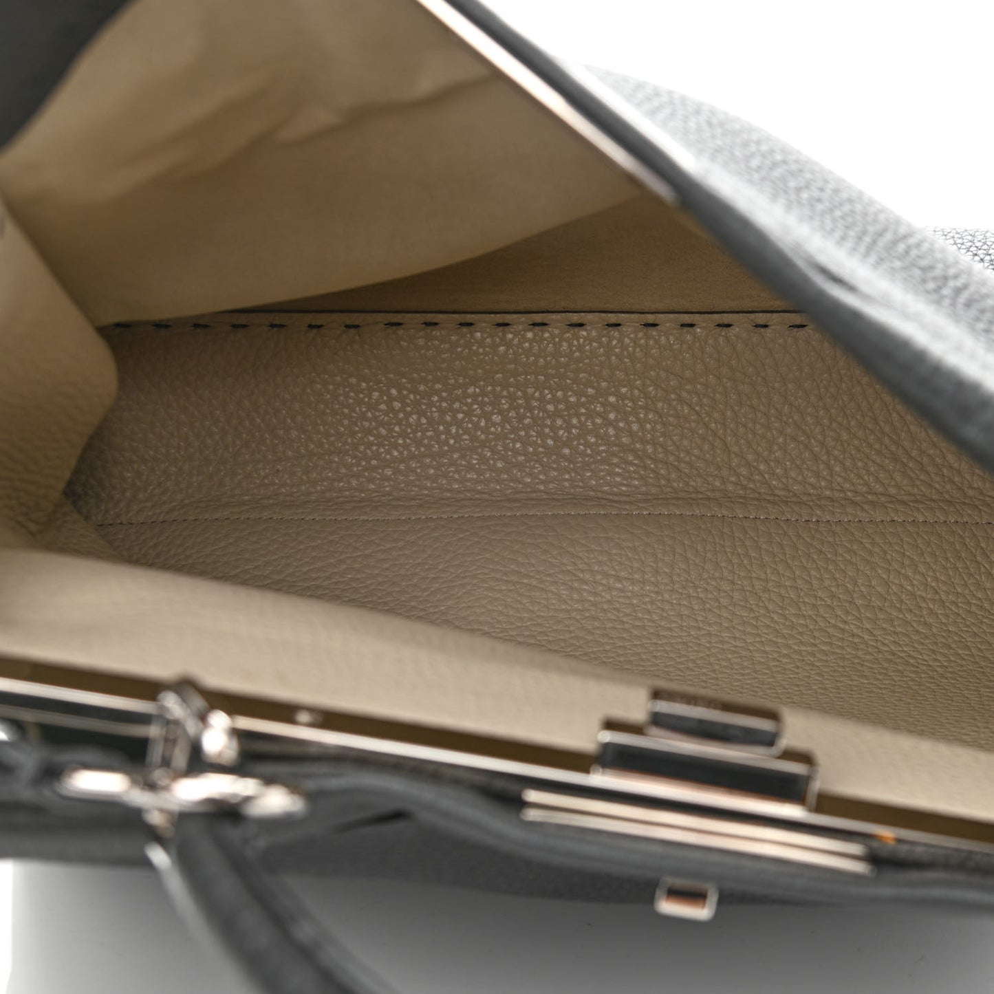 Cuoio Romano Selleria Bi-Color Large Peekaboo Iconic Satchel Asfalto Latte