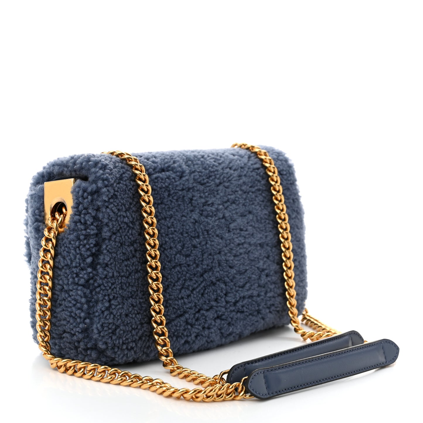 Shearling Lambskin FF Midi Chain Baguette Mirto