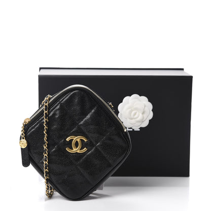 Chanel Caviar Quilted Diamond Clutch With Chain Black 10 of 10