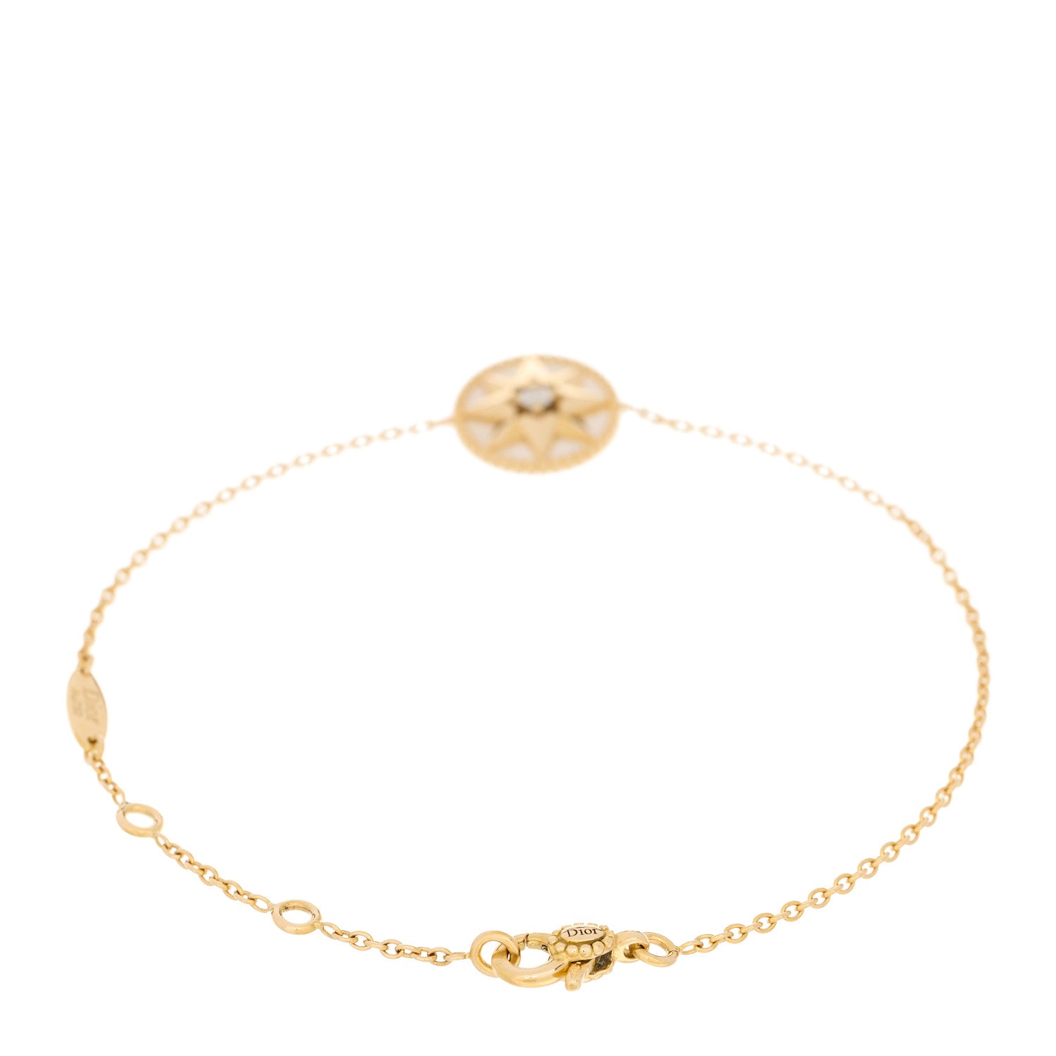 Christian Dior 18K Yellow Gold Diamond Mother of Pearl Rose Des Vents Bracelet 2 of 3