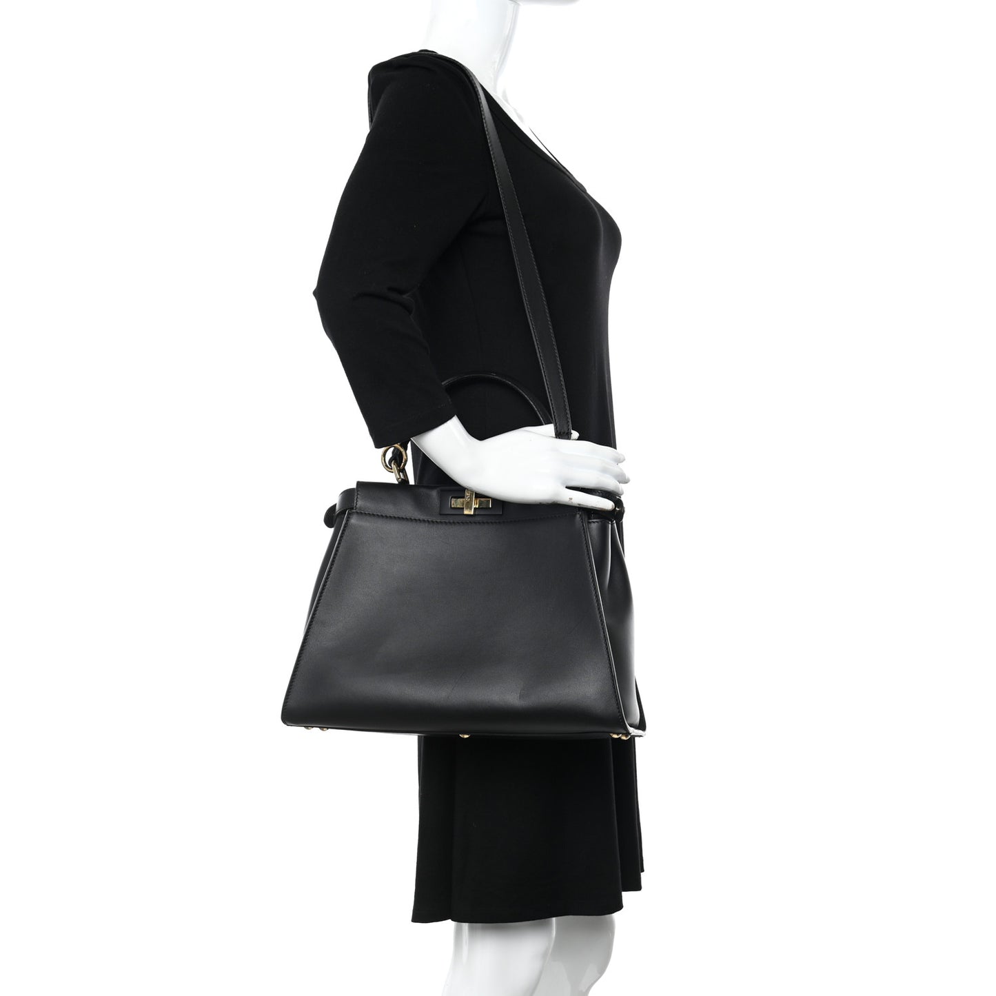 Vitello Seta Shiny Nappa Medium Peekaboo Iconic Satchel Black
