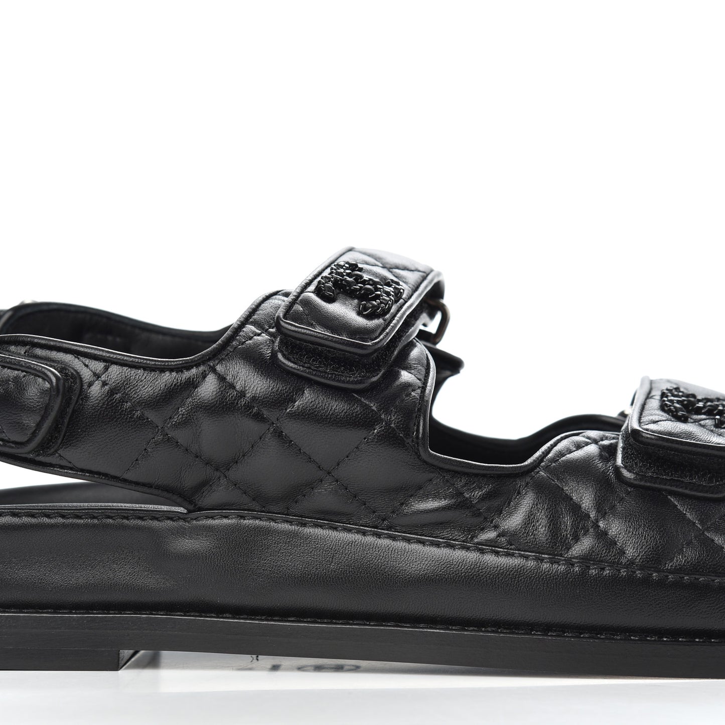 Lambskin Velcro Dad Sandals 41 Black