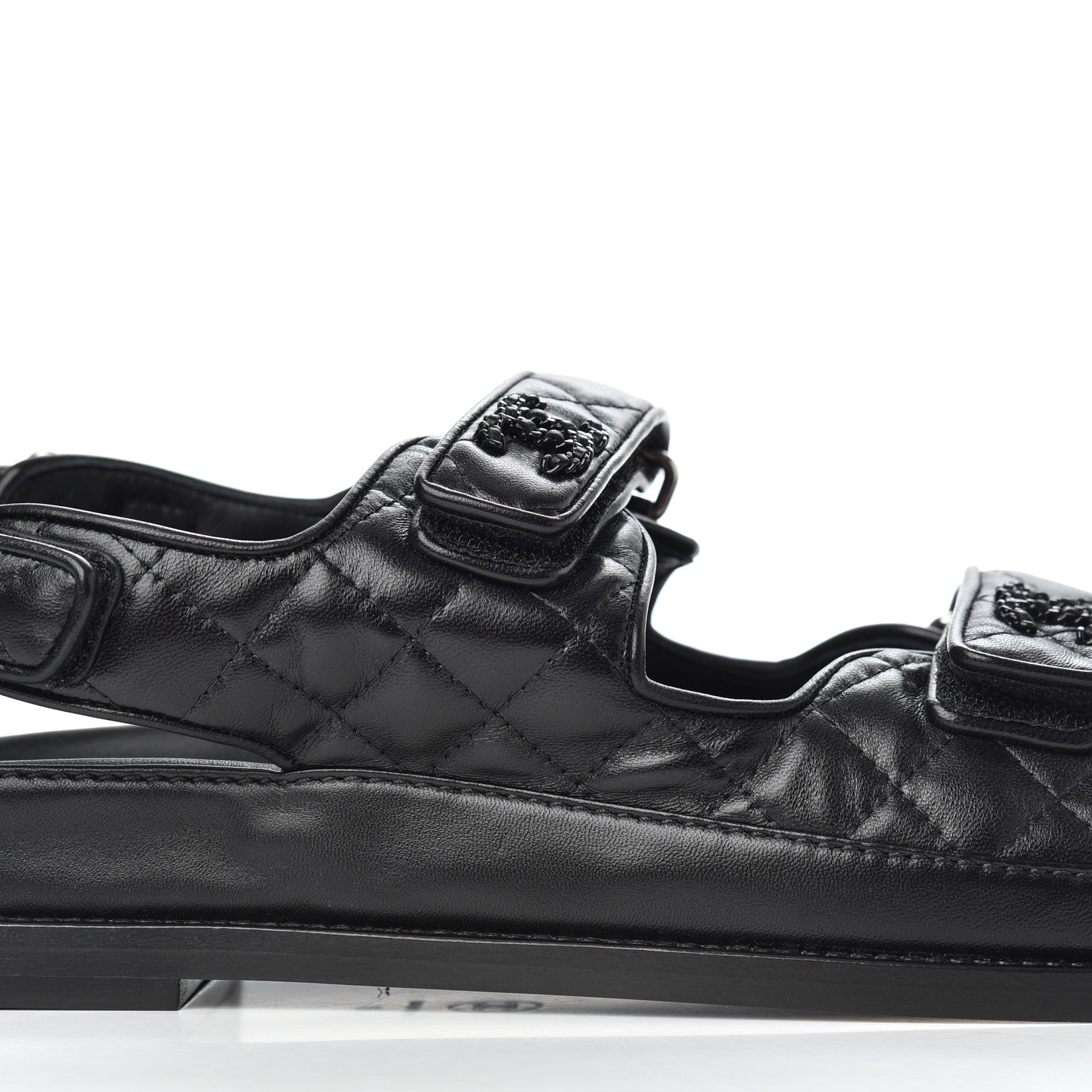 Chanel Lambskin Velcro Dad Sandals 41 Black 10 of 13