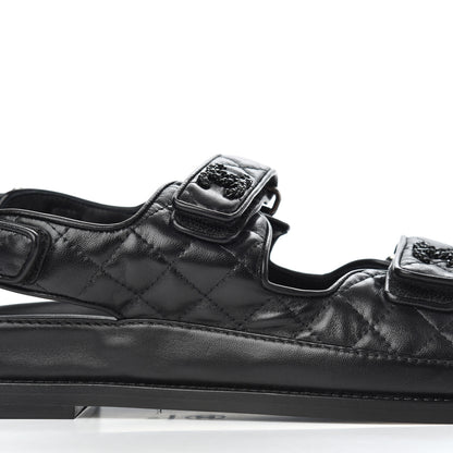 Chanel Lambskin Velcro Dad Sandals 41 Black 10 of 13