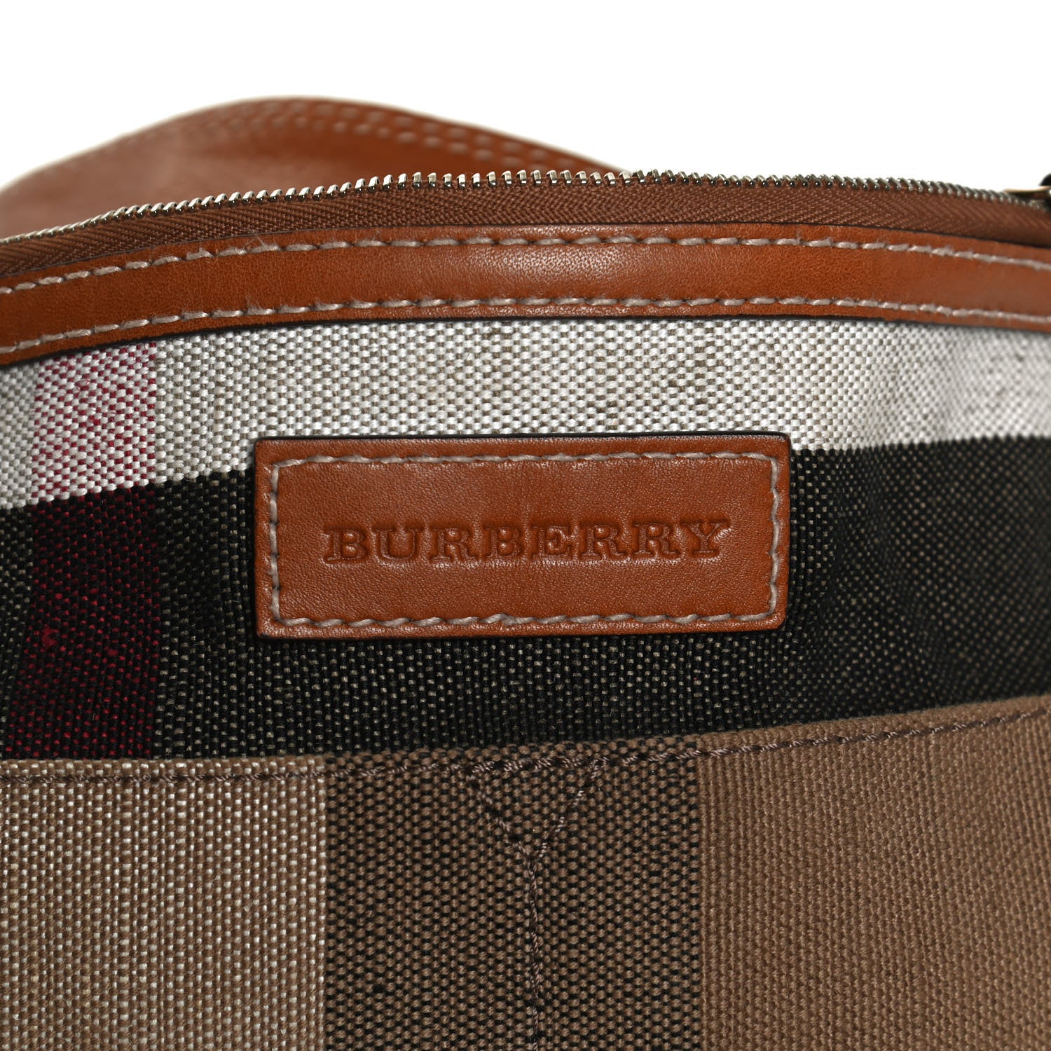 Burberry Canvas Mega Check Medium Ashby Hobo Saddle Brown 6 of 11