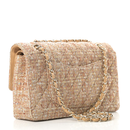 Chanel Tweed Quilted Medium Double Flap Brown Gold 3 of 13