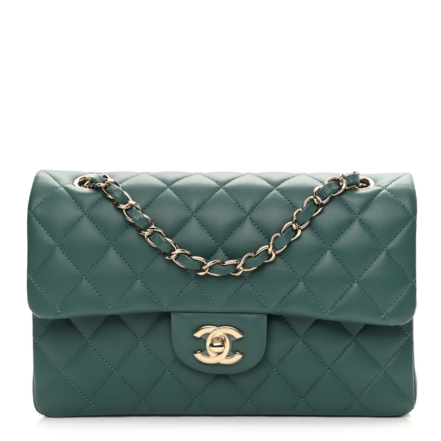 Chanel Lambskin Quilted Small Double Flap Green 1 of 11