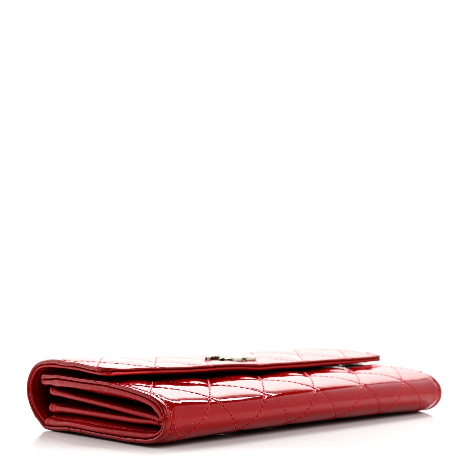 Chanel Patent Calfskin Quilted Large Brilliant Flap Wallet Dark Red 4 of 13