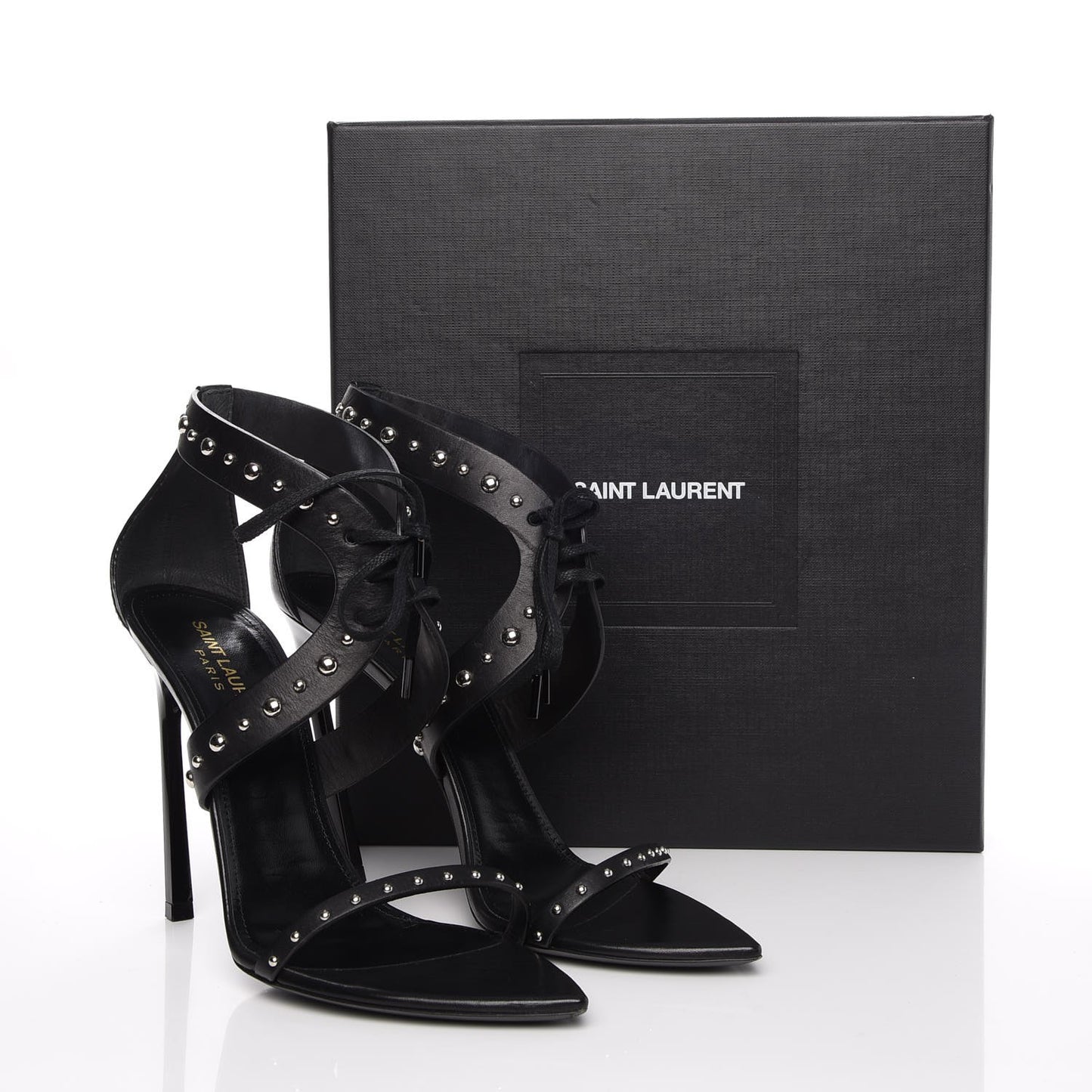 Calfskin Studded Iris Sandal Pumps 39 Black