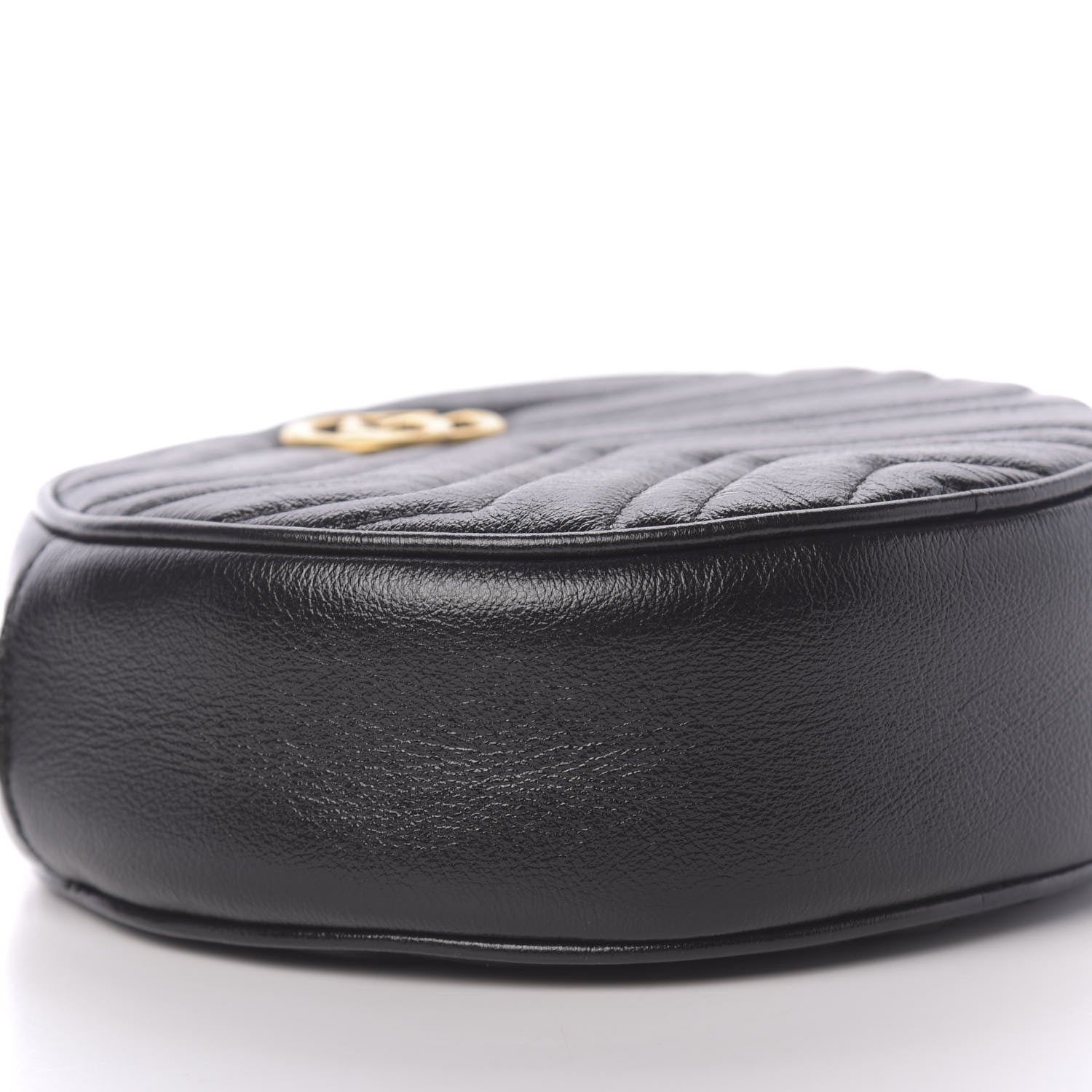 Gucci Azalea Calfskin Matelasse Heart Mini GG Marmont Round Shoulder Bag Black 8 of 10