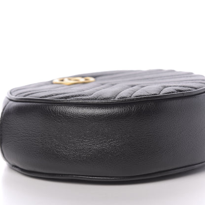 Gucci Azalea Calfskin Matelasse Heart Mini GG Marmont Round Shoulder Bag Black 8 of 10