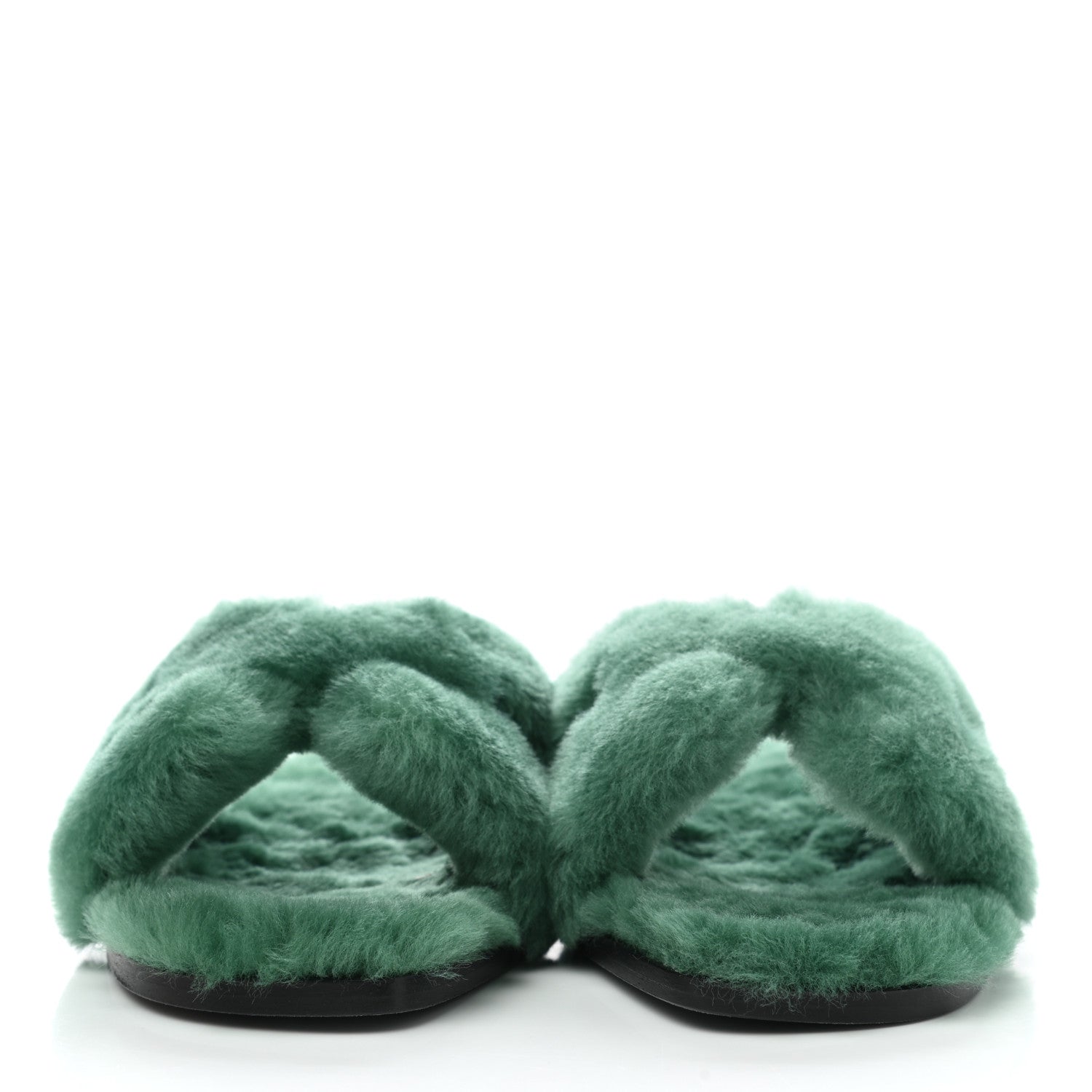 Hermes Woolskin Oran Sandals 36 Vert Anglais 2 of 8