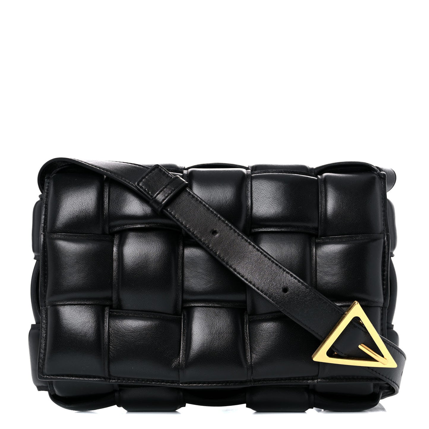 Nappa Maxi Intreccio Padded Cassette Crossbody Bag Black