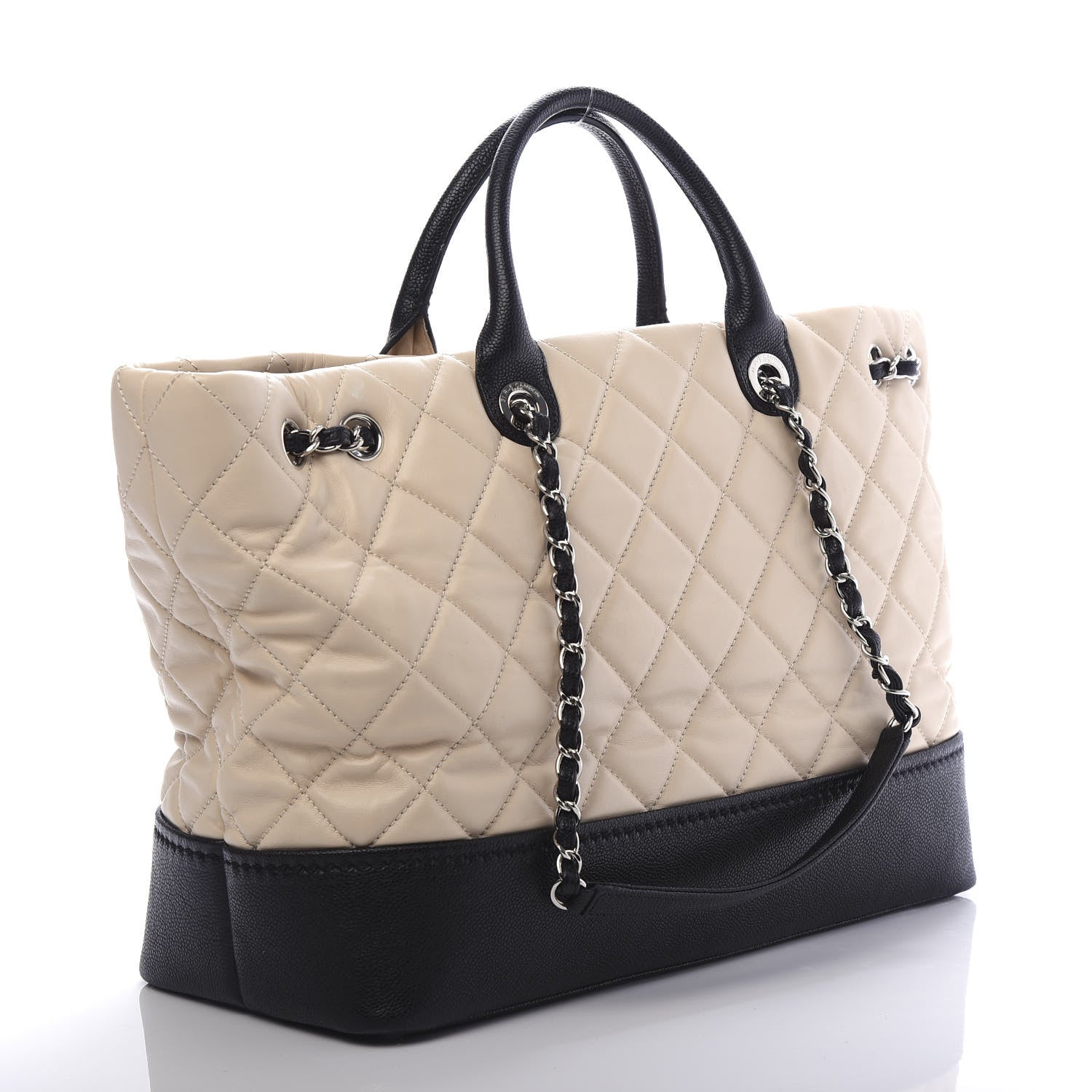 Chanel Calfskin Caviar Quilted Large Shopping Tote Beige 4 of 12