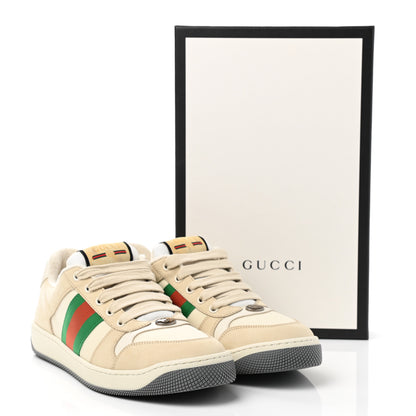 Gucci Nylon Nubuck Web Womens Screener Sneakers 39 Mystic White Dusty Milk 9 of 9