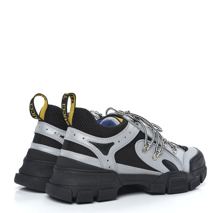 Gucci X SEGA Mesh Technical Canvas Calfskin Reflective Mens Flashtrek Sneakers 8 Silver Black 4 of 8