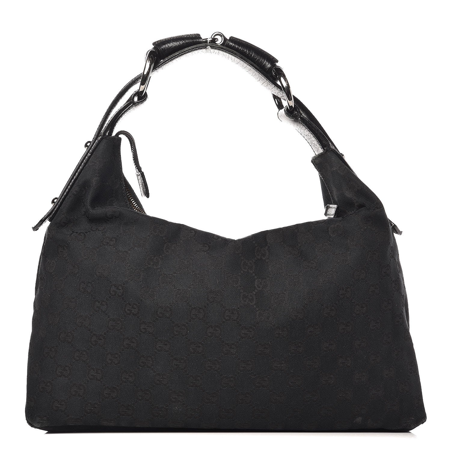 Gucci Monogram Large Horsebit Chain Hobo Black 1 of 13