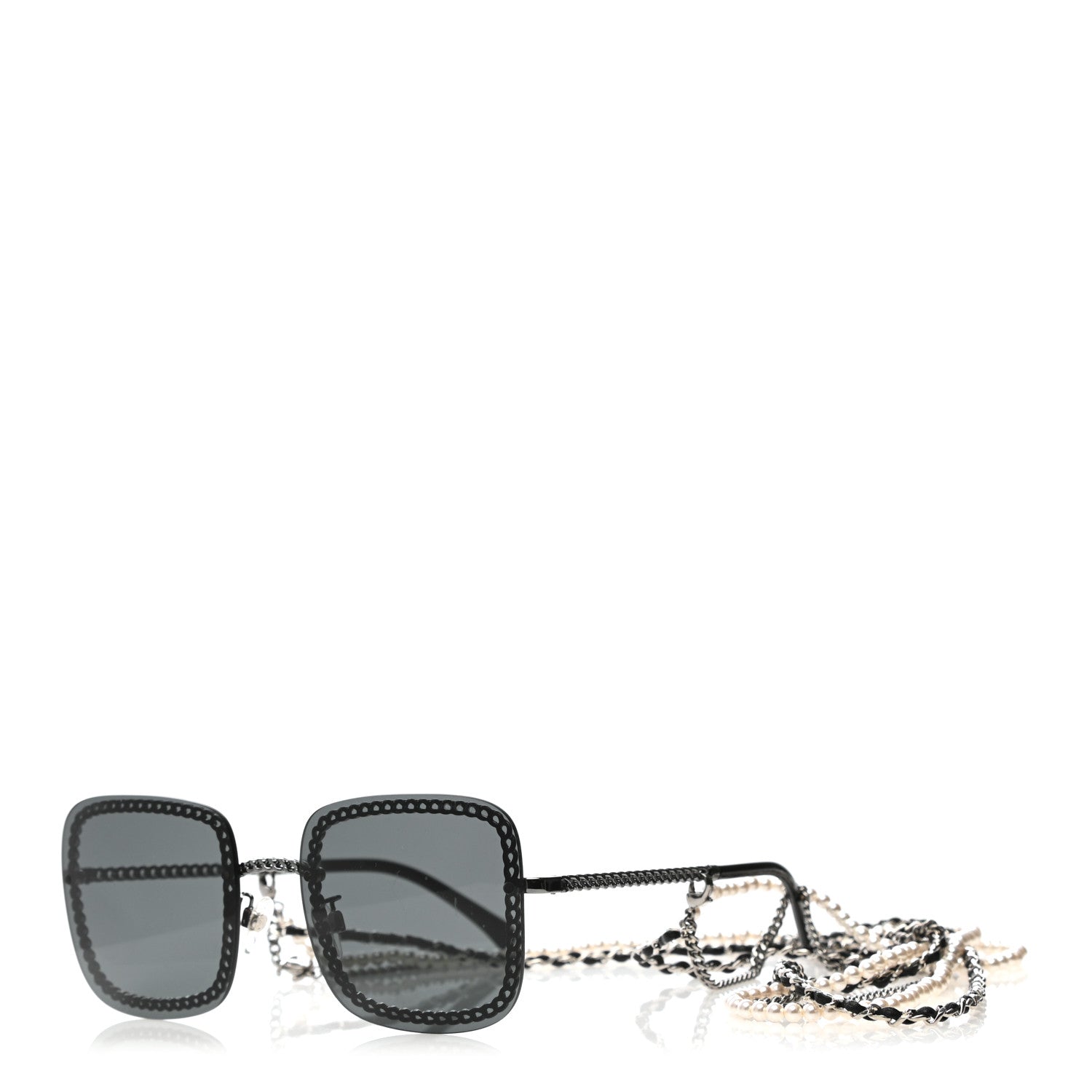 Chanel Square Removable Chain Pearl Sunglasses 4244 Black 1 of 6