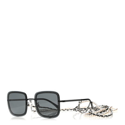 Chanel Square Removable Chain Pearl Sunglasses 4244 Black 1 of 6