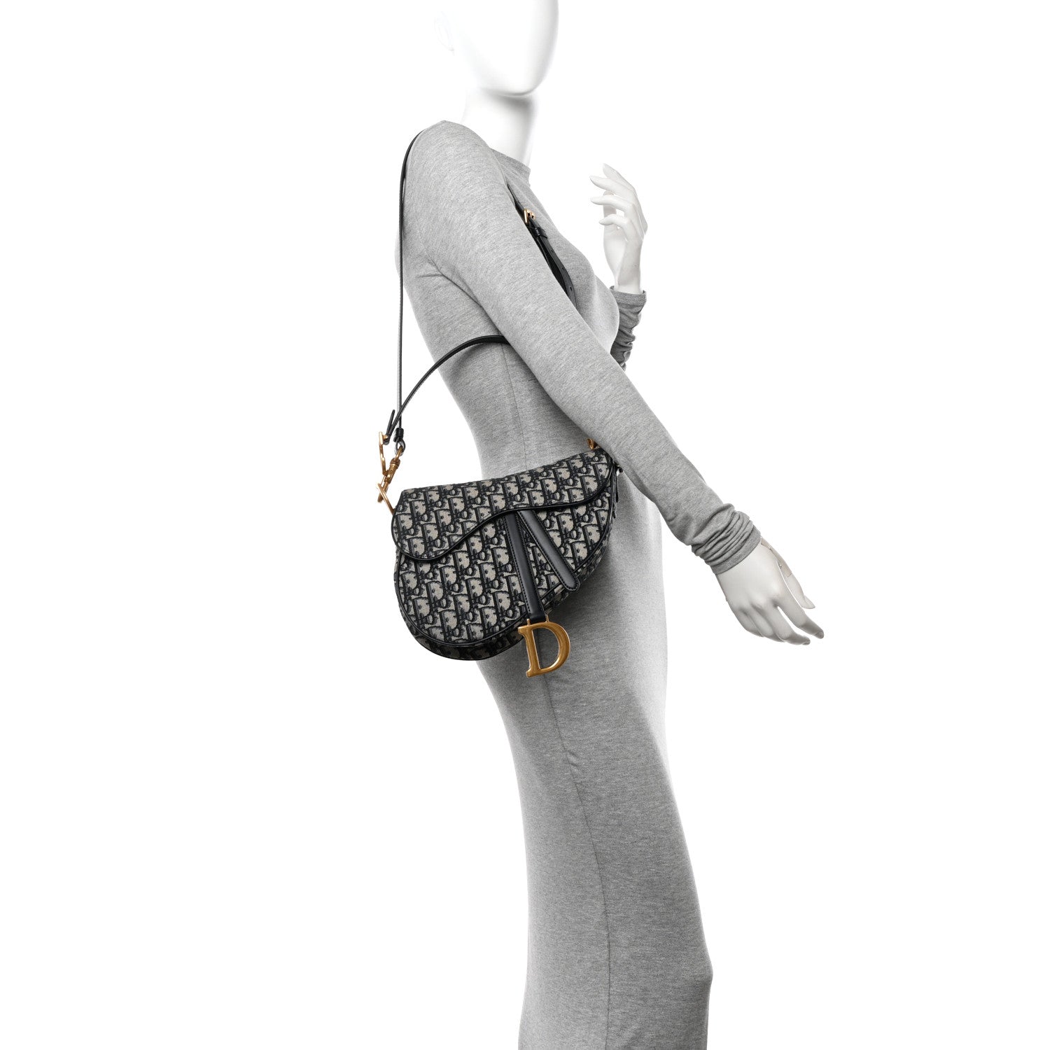 Christian Dior Oblique Saddle Bag With Strap Blue 2 of 10