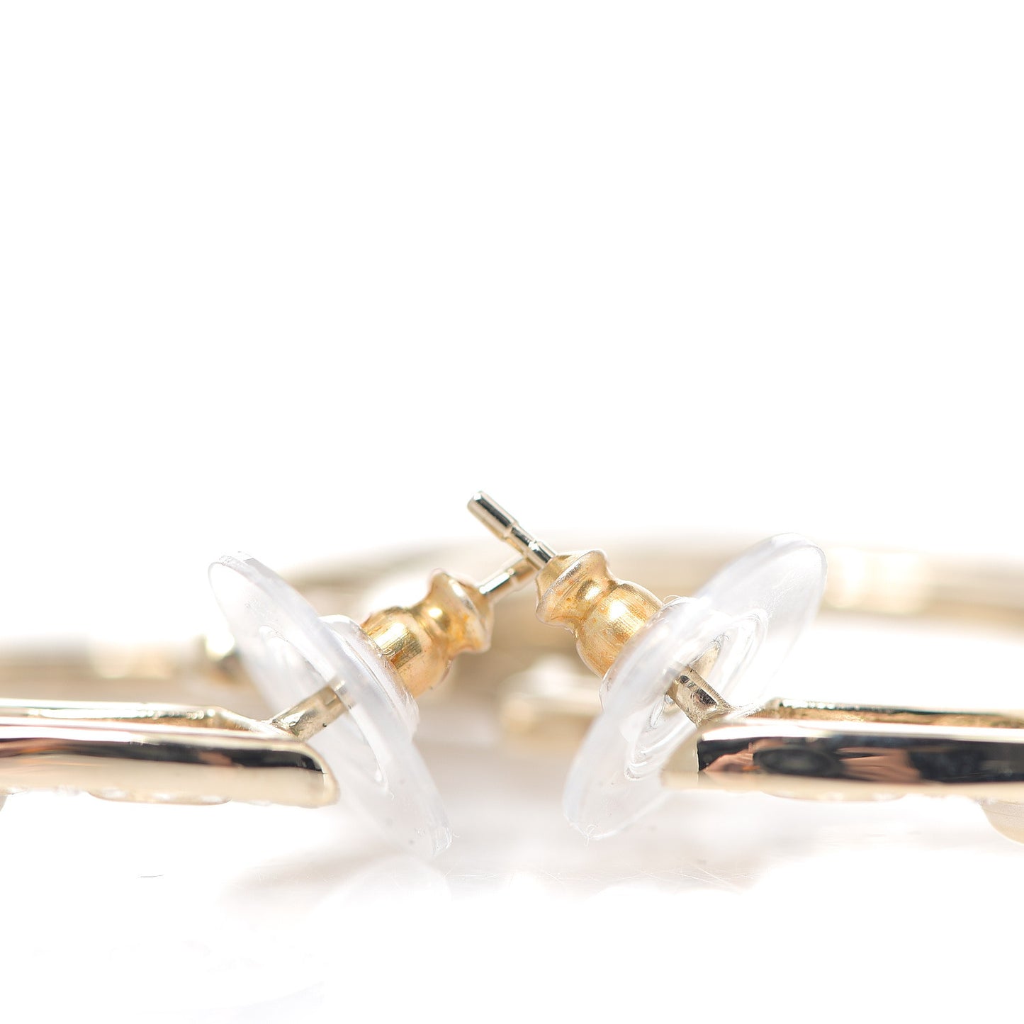 Crystal Pearl Bow-tiful CC Hoop Earrings Gold